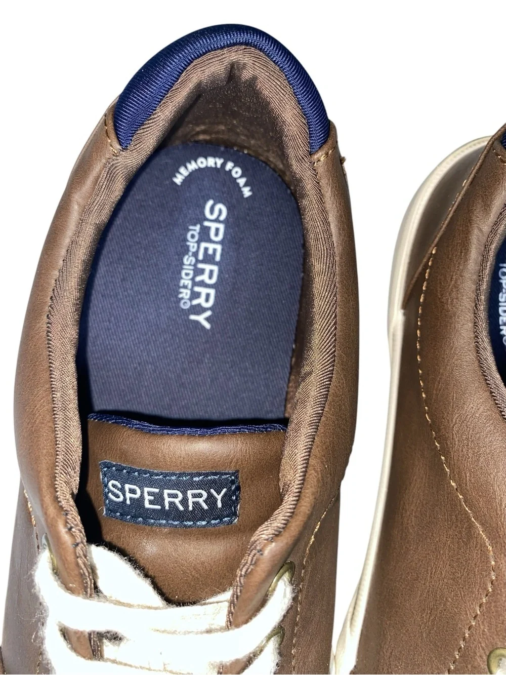 Sperry Boys Harbor Tide Sneaker Chocolate Brown Faux Leather White Laces Size 3
